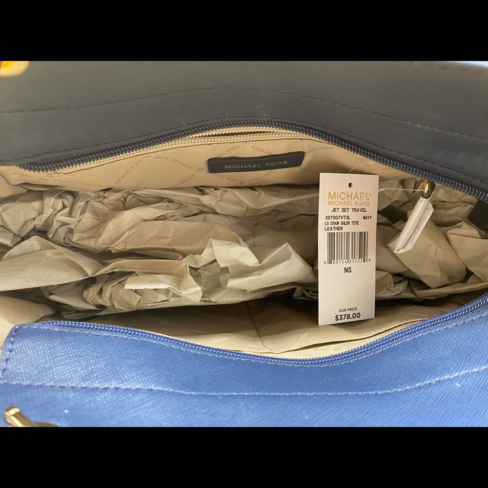 Michael Kors Blue Tote with Gold Accents - Picture 3 of 5